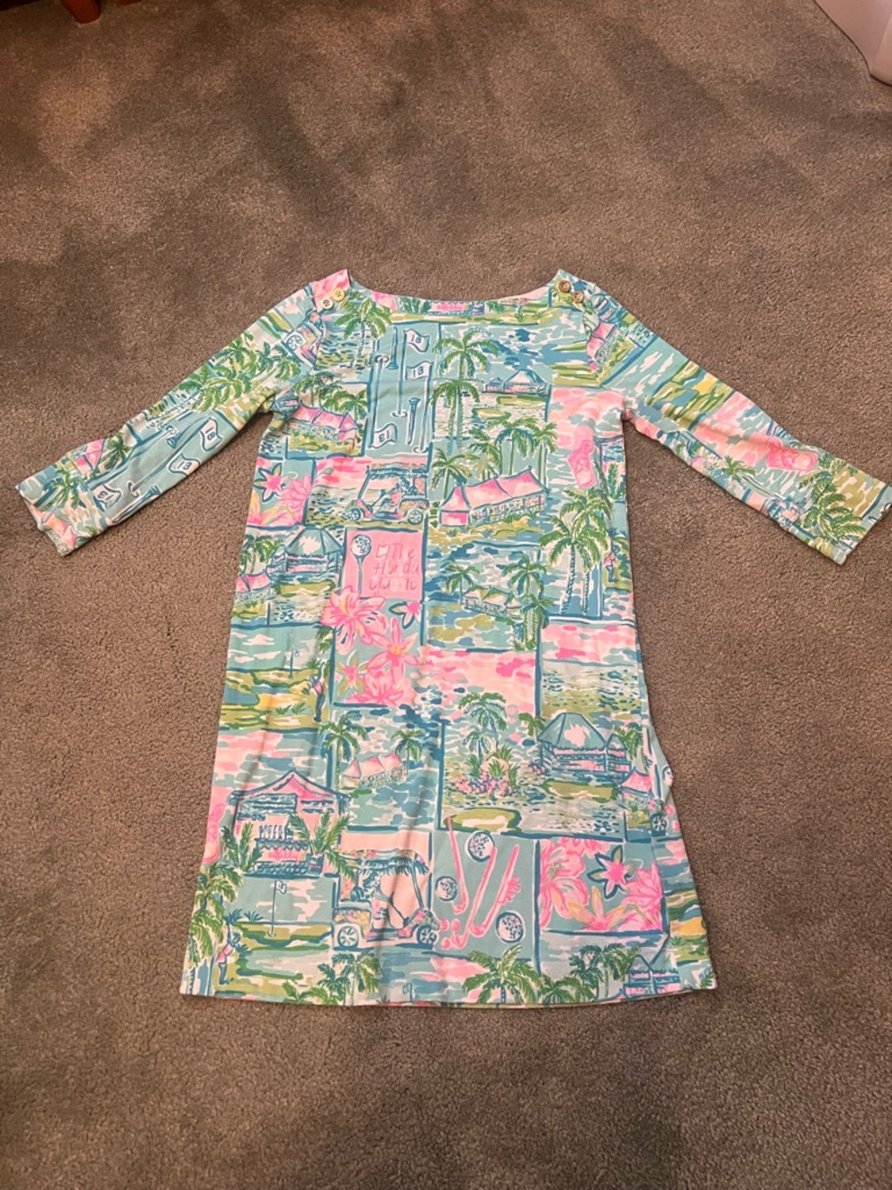 Lilly Pulitzer Pink, Aqua & Green Printed Shift Dress
